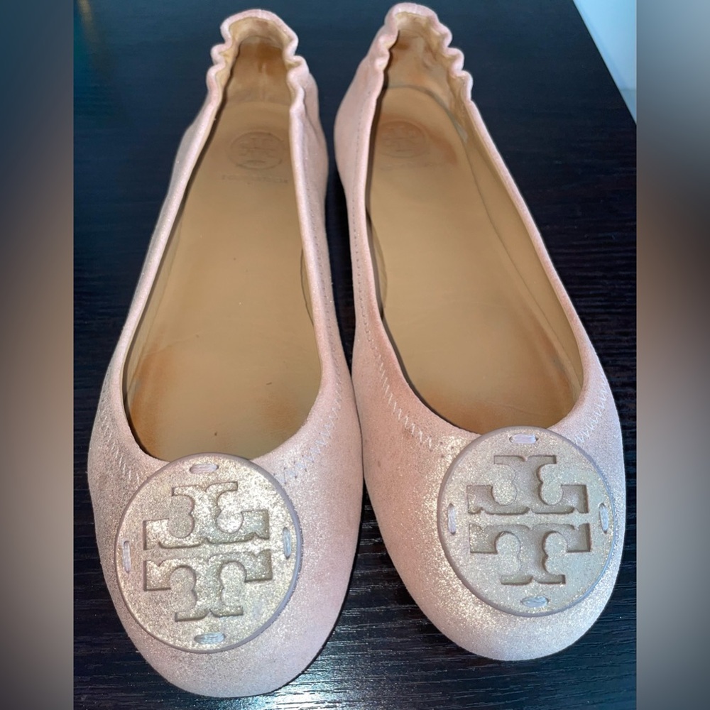Tory Burch Pink Flats with Iconic Medallion